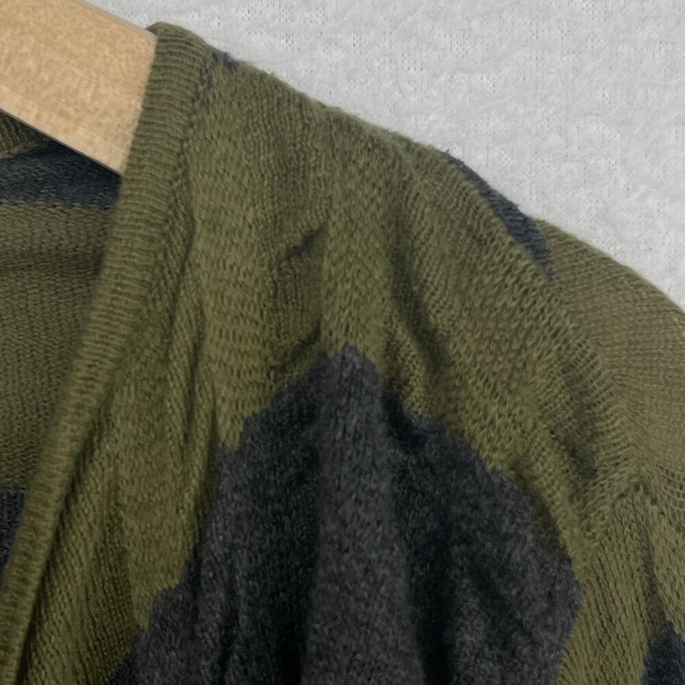 FREE PEOPLE Sweater XS Crumpled Striped Cardigan Slouchy Button Up Cotton Green - Picture 7 of 11